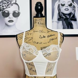 White floral embroidered mesh bralette